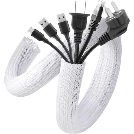Goulotte de câbles blanche, lot de 1, 0,23 m, 3 cm, organiseur de câbles de bureau, gestion des câbles pour la maison et le bureau, protège-câbles d'ordinateur et de télévision, blanc (1/5)