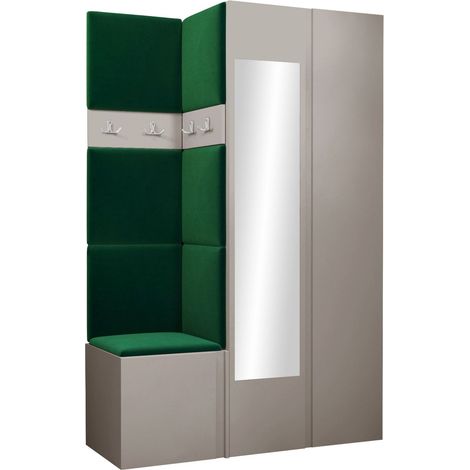 Conjunto para recibidor Pinis XXVI, Manila 35, 186x116x46cm, Espejo, Aglomerado laminado, Tapiz, Colocada, Montada en la pared