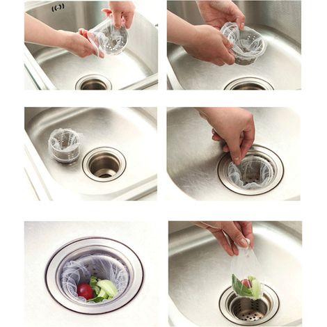 200 pièces Filet de Filtre de Lavabo Jetable et Portable pour Déchets de Cuisine et Salle de Bain (1/5)