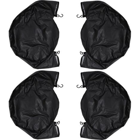 Housse de Protection pour Pneus Voiture 4 Pièces en Aluminium Coton Noir, Protection Anti-Fissures Facile à Nettoyer, Accessoire Remorque pour Camping-Car Toutes Couleur Aléatoire (1/5)