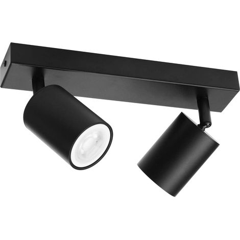 Spot Plafond GU10, Plafonnier 2 Spots Noir Orientable Rotatif, Moderne Luminaire Plafonnier, Éclairage de Plafond Interieur pour Cuisine, Chambre, Salon, Couloir, Ampoule non Incluse (1/5)