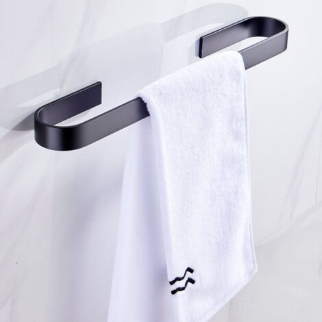 Porte-Serviettes Noir En U sans perçage 45 cm - Qualité supérieure - pour Salle de Bain - Auto-adhésif - Montage Mural - Accessoire de Salle de Bain pour Salle de Bain, Cuisine, Toilettes (1/3)