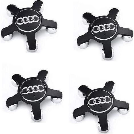Satz mit 4 Radkappen-Emblemen 4f0601165 N, für 135-mm-Radkappen für Audi (Schwarz) (1/5)