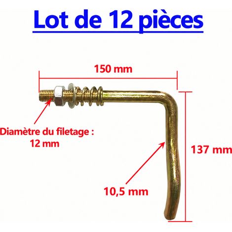 Poignée de porte arrière et verrou de ridelle en acier 12 mm côté droit 1 kg 12 réf 6154 1 kg – Livraison gratuite