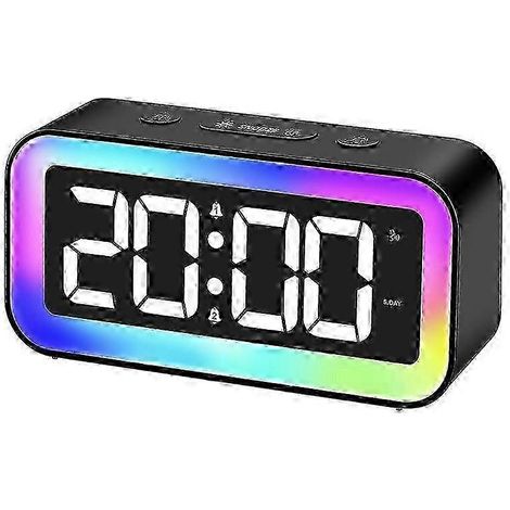 Réveil numérique pour enfants et adolescents avec veilleuse 7 couleurs, horloge numérique LED, 2 modes d'alarme, luminosité réglable, fonction snooze, etc. (1/4)