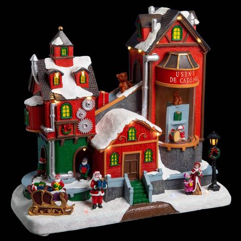 Aldea luminosa fábrica de regalos 22 LED H.27,5cm musical  - Feeric lights & christmas