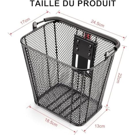 Panier de trottinette avec poignée - Panier avant amovible rapide pour scooter électrique - Panier de vélo avec support fixe - Convient pour vélos pliants, trottinettes à pédale et à genoux (1/4)