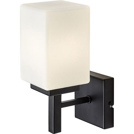 Lampada da parete ZENKAI E14 1X max.10W IP44 metallo nero, vetro bianco L:10cm H:24,5cm dimmerabile (1/5)