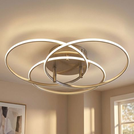 Plafoniera Lampada da soffitto Luce da camera da letto Anelli alluminio regolabile argento LED