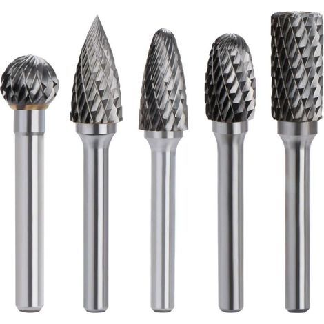 Fraise Rotative Carbure de Tungstène Double Coupe Tige 6mm Tête 10mm Outil Perceuse Ponceuse 5 Pièces (1/5)