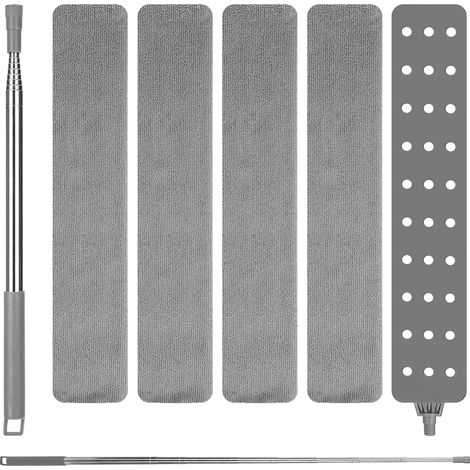 Ausziehbarer, waschbarer Mikrofaser-Staubmopp (250 cm) mit 4 waschbaren Tüchern für Möbel, Böden und Fugen im Haushalt. (1/5)