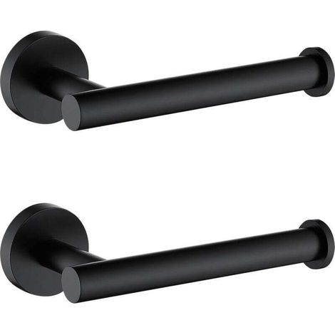 2 Pièces Porte Papier Toilette, Support Mural Rouleau Papier Toilette en Acier lnoxydable SUS304, Devidoir Papier Toilette Mural pour Salle de Bain et Cuisine, Noir Mat (1/4)