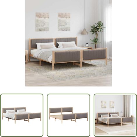 Plattformbett - Bettgestell Braun und Taupe 200 x 200 cm Massivholz Kiefer (1/5)