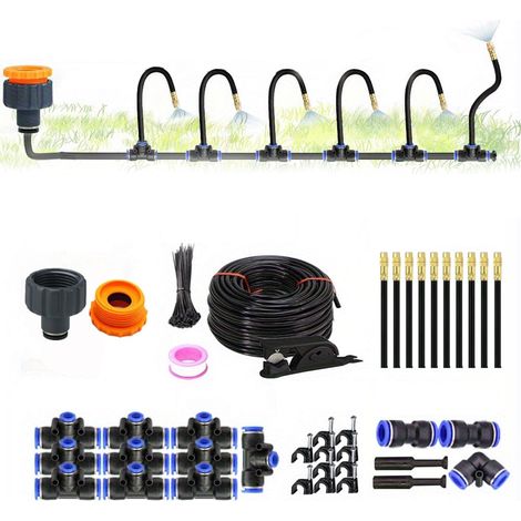 Sistema di irrigazione automatico da giardino curvo a 360°, sistema di irrigazione a goccia flessibile da giardino, sistema di irrigazione per piante da esterno per giardino, cortile (10 m/32,8 piedi)