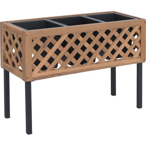 [NEUWERTIG] Hochbeet HHG-465, Blumen-/Pflanzkasten Pflanzgefäß, In-/Outdoor Akazie Holz MVG-zertifiziert 59x82x32cm hellbraun