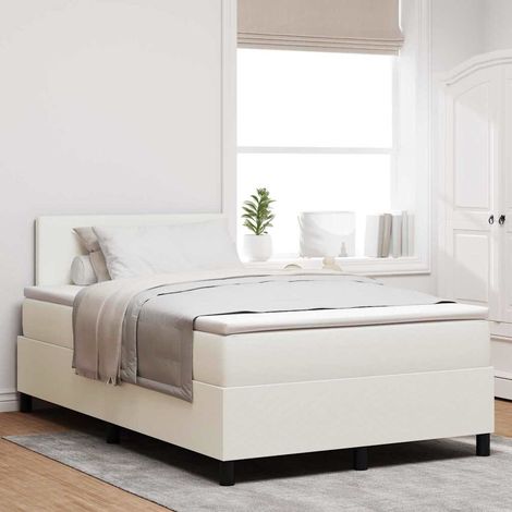 LED Boxspringbett Creme und Weiß 120 x 200 cm Cordstoff