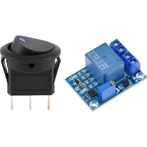 Interrupteur à bascule rond SPST bleu pour onduleur LED 12 V avec module de gestion de sous-tension de batterie CC 12 V YX-X0001 (1/5)