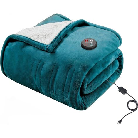 Couverture Chauffante 130x180cm Une Touche Plaid Chauffant Bleu (1/5)