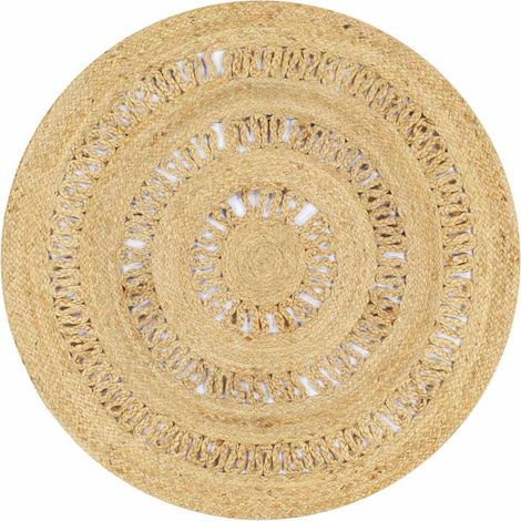 Tapis Rond en Jute Tressée Fait à la Main pour Décoration d'Intérieur 90 cm Naturel - PANGIVO (1/5)