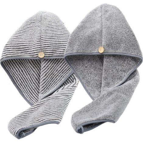 Lot de 2 serviettes turban en microfibre humide pour les cheveux, séchage rapide