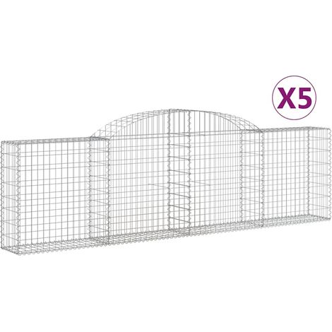 Paniers à gabions arqués 5 pcs  Mur en gabion 300x30x80/100 cm fer galvanisé