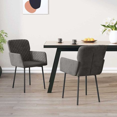 vidaXL Sillas de comedor 2 unidades terciopelo gris oscuro (1/5)