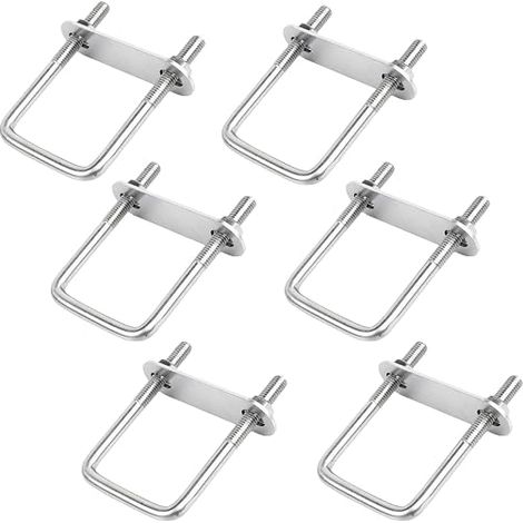 Boulons en U M6, 100 x 50 mm Boulons de U en Acier Inoxydable avec Écrou Cadre et Rondelle Bride de Fixation pour Remorquage, Réparation, Bateau, Voiture (1/5)