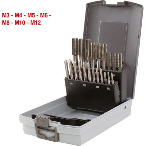 KS Tools HSS Handgewindebohrer-Satz M, Kunststoffkassette 21-tlg.M3-M12