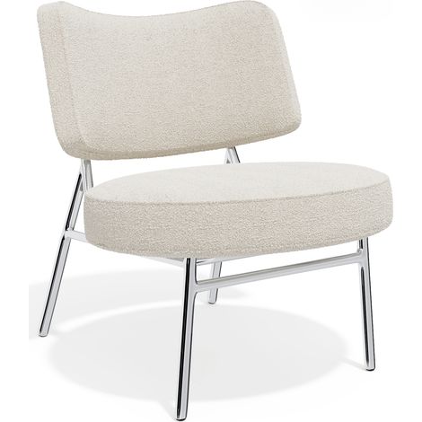 Fauteuil de salon en tissu bouclette crème IGGY (1/5)
