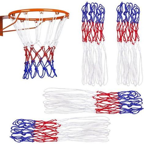 Filet de Panier de Basket - 50 cm - 12 Anneaux - Nylon Résistant - Intérieur Extérieur - Lot de 4 (1/5)