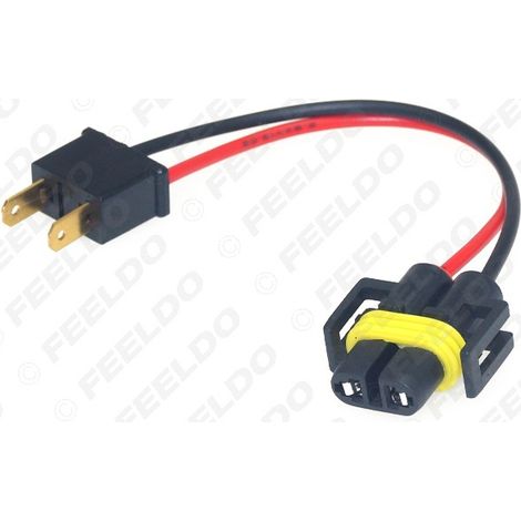 Adaptateur de douille H11-21 vers H7-11 pour phares LED HID automobiles, connecteur et câble inclus.