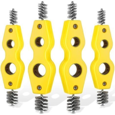 ALLIANDISLot de 4 brosses de nettoyage pour tuyaux en cuivre 4 en 1 Brosse pour tuyaux en cuivre Nettoie l'intérieur et l'extérieur Nettoyeur de filetage Outil de nettoyage de brosse de plombier pour (1/5)
