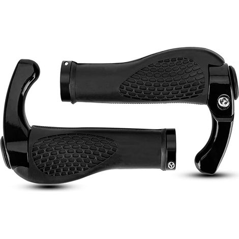 Set di manopole per manubrio bicicletta con angoli antiscivolo - nere (1/5)