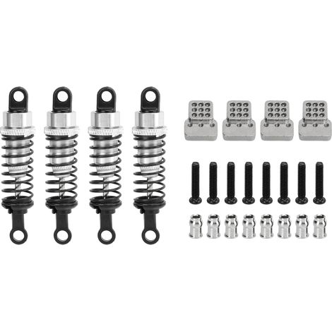 4 Pièces Amortisseurs Métalliques 64MM avec Support pour WPL RC Voiture, Pièces Amélioration Argenté (1/5)