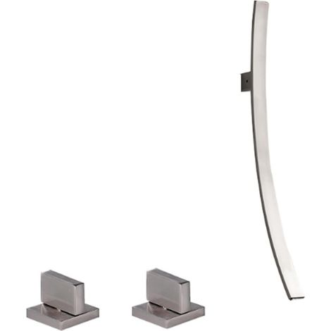Matte Noir Salle de Bains Bassin Robinet Robinet Salle de Bain Salle de Bains Tapez Un Seul Levier d'eau Chaude et froidure Robinet Mural de lavabo Mural(Brushed Nickel B) (1/5)