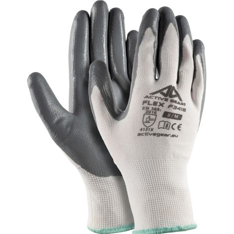 GUANTI DA LAVORO POLIESTERE/NITRILE GRIGIO ANTITAGLIO M-XXL 12PAIA ACTIVE FLEX, "9/L"