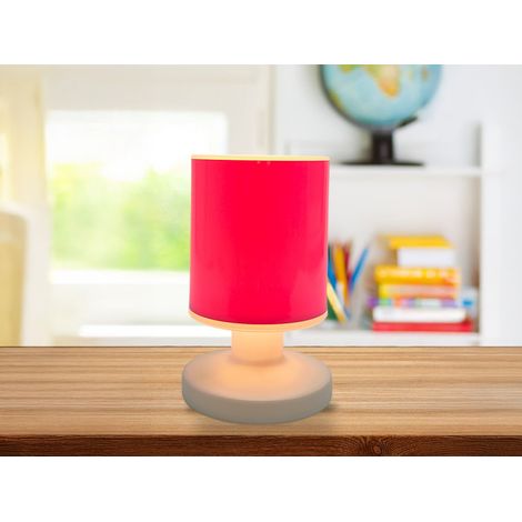 LED Akku Tischleuchte mit Schirm Rosa, per USB aufladbar, Höhe 20cm (1/5)