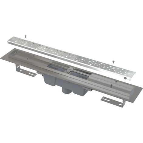 Alcadrain Canaline - Piatto doccia antivandalo 55 cm, con griglia, scarico verticale, acciaio inox lucido APZ1011-550L (1/2)