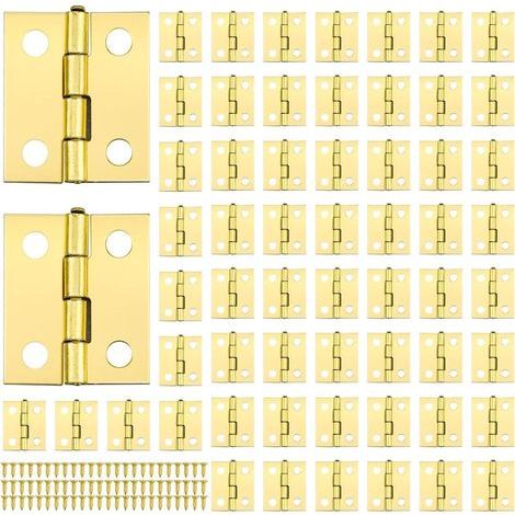 60pcs Charniere Miniature Mini Charnières Laiton Mini Charnières pour Miniature Petites Charnières pour Boite avec 240pcs Vis pour DIY Boîte Modèle J (1/4)