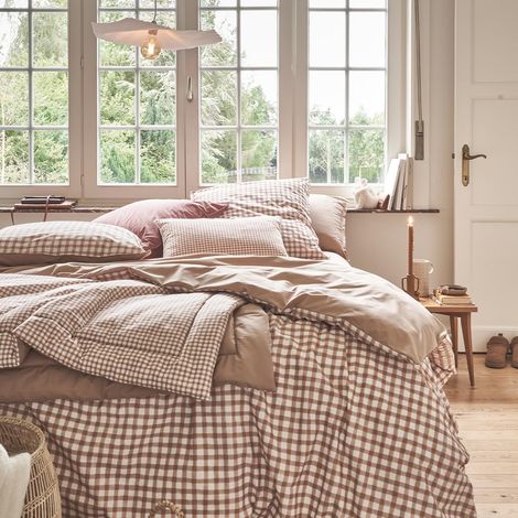 Housse de Couette imprimée en Percale de Coton, Vichy, 240 x 220 cm (1/5)