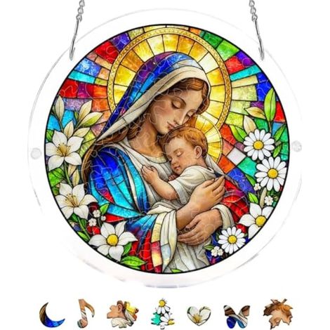 Puzzle d'été en acrylique à suspendre, panneau en verre diamant de style estival, décoration pour la maison, le jardin, cadeau d'anniversaire pour femme et homme (bleu-F) (1/5)