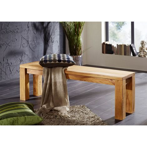 Bank Sheesham 140x35x45 braun geölt NATURE BROWN 101