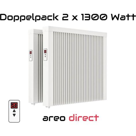 Elektroheizung Doppelpack 2x 1300 Watt Flächenspeicherheizung areo direct - simples Thermostat - Appsteuerung ohne Zusatzhardware möglich von eVARMO (1/5)