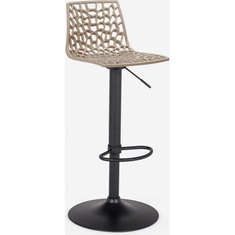Sgabello design cucina bar base nero opaco regolabile Grand Soleil Spider Matt - Beige Juta