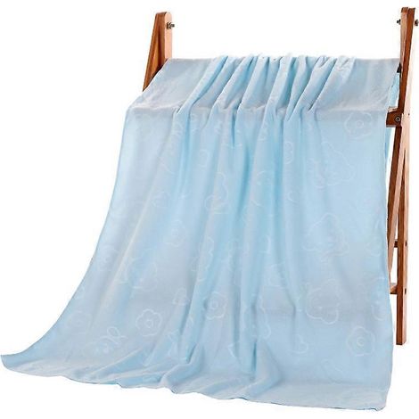 grande serviette de bain en cellulose ultra-fine, motif dessin animé, séchage rapide, idéale pour la maison, le sport et le yoga, bleu clair, 70 x 140 cm (1/5)