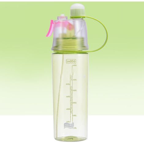 Flacon pulvérisateur d'eau 600ml transparent vert, grande capacité en plastique pour sport randonnée pique-nique (1/5)