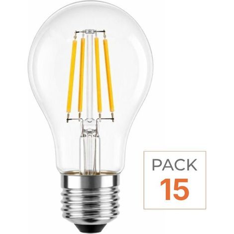 Ampoule LED E27 A60 3.8W Filament Classe Énergétique A 210lm/W - Pack de 15 - Blanc Chaud  - SILUMEN (1/2)