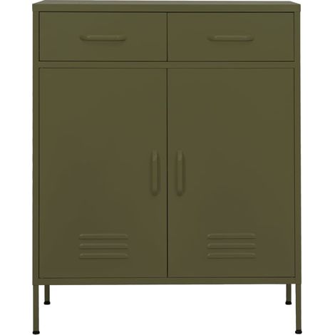 vidaXL Armadietto Verde Oliva 80x35x101,5 cm in Acciaio