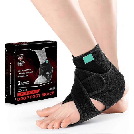 Orthèse de pied tombant ajustable de qualité supérieure - Plaques de soutien doubles pour pied tombant, SEP, récupération après un AVC, orthèse AFO légère (1 paire) (1/4)