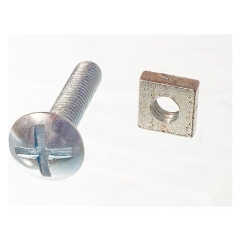 One Stop DIY Lot de 100 boulons de toiture et écrous carrés ZP Plaqué zinc M6 x 30